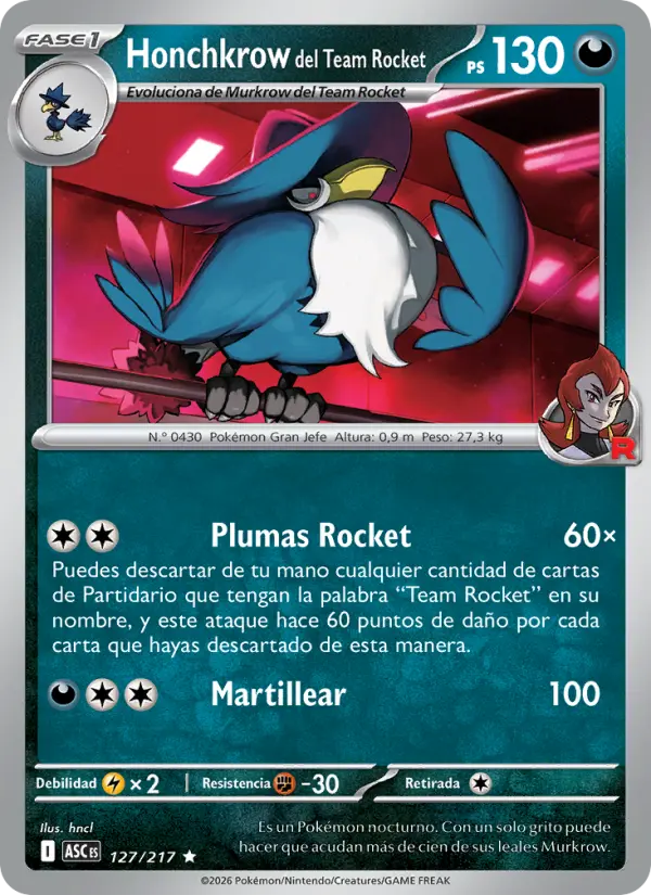 Honchkrow del Team Rocket